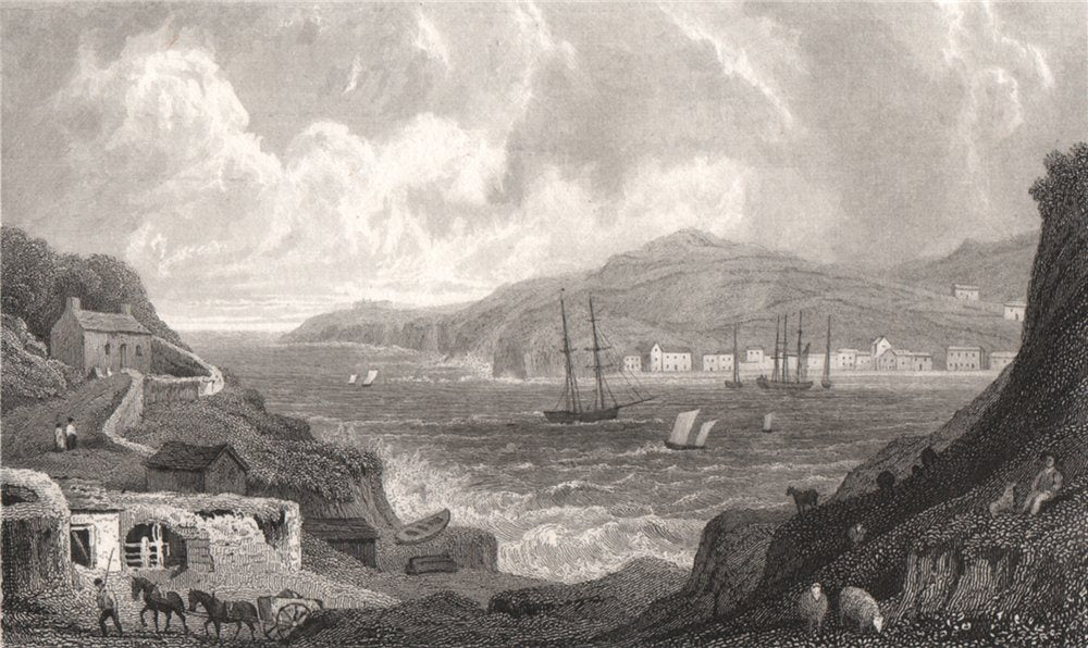 Entrance of the harbour, Fishguard, Pembrokeshire, by Henry Gastineau 1835